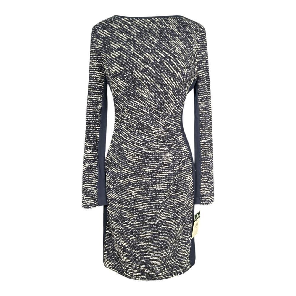 Lauren Ralph Lauren Navy Tweed Sheath Dress Size 8 NWT Long Sleeve Professional